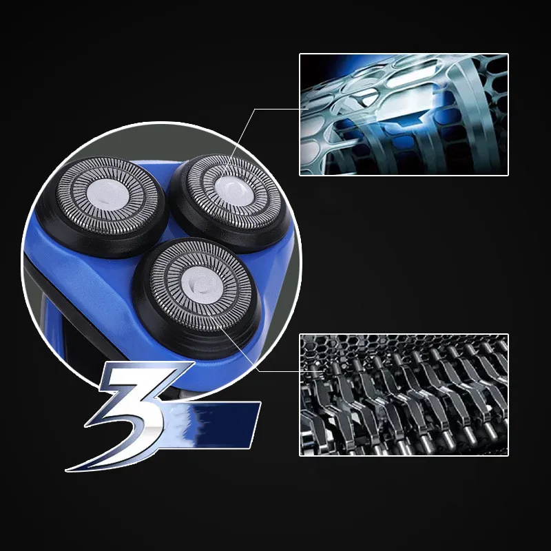 Electric shaver 4D three-head floating veneer knife mesh men's razor washed planing beard knife