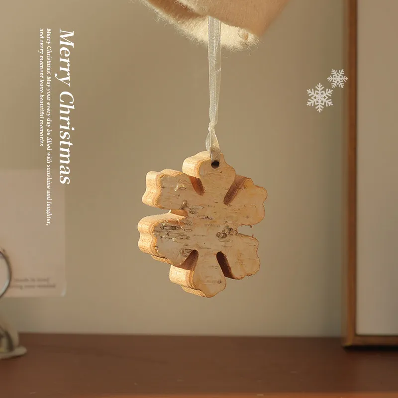 Unique Cartoon Log Craft Wooden Pendants Exquisite Small Decor For Layered Hanging Arrangement On Home Christmas Window