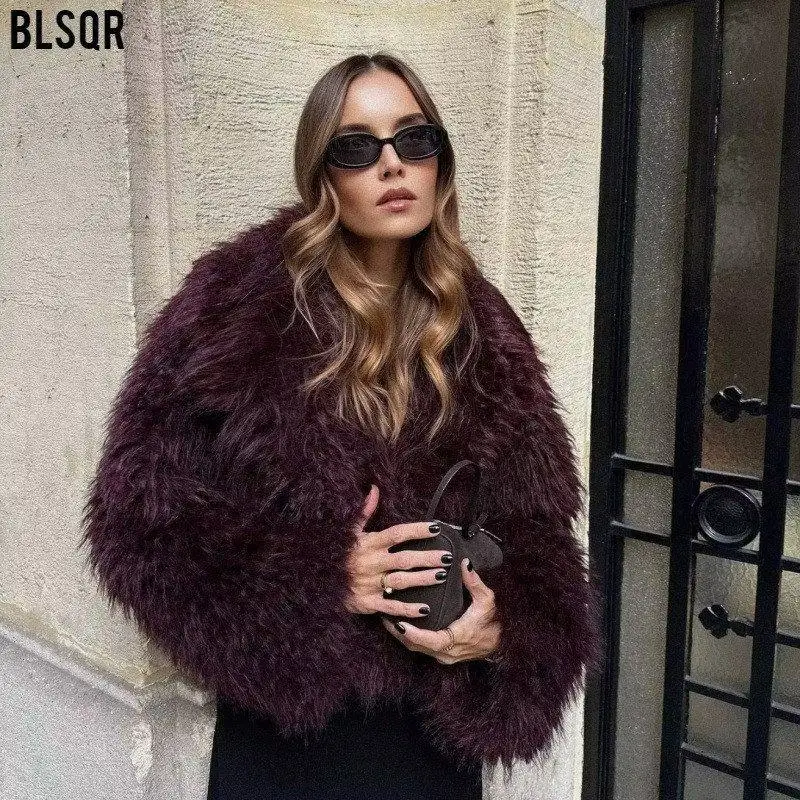 

Модная женская зимняя куртка из искусственного меха, экологичная, универсальная, трансграничная, D6935, с меховым воротником, длинная, с рукавами.