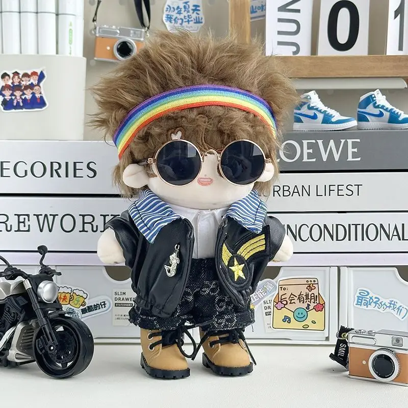 

20cm baby clothes, cotton doll clothes set, leather jacket, shirt