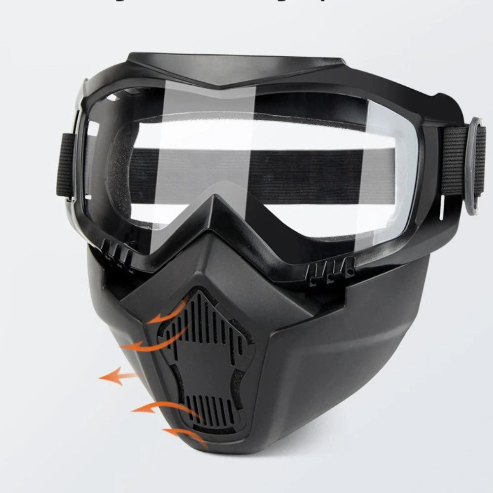 Cross-Border Motorcycle Goggles,Retro Face Shield, Anti-Fog Off-Road Helmet Goggles, Windproof for Outdoor Riding
