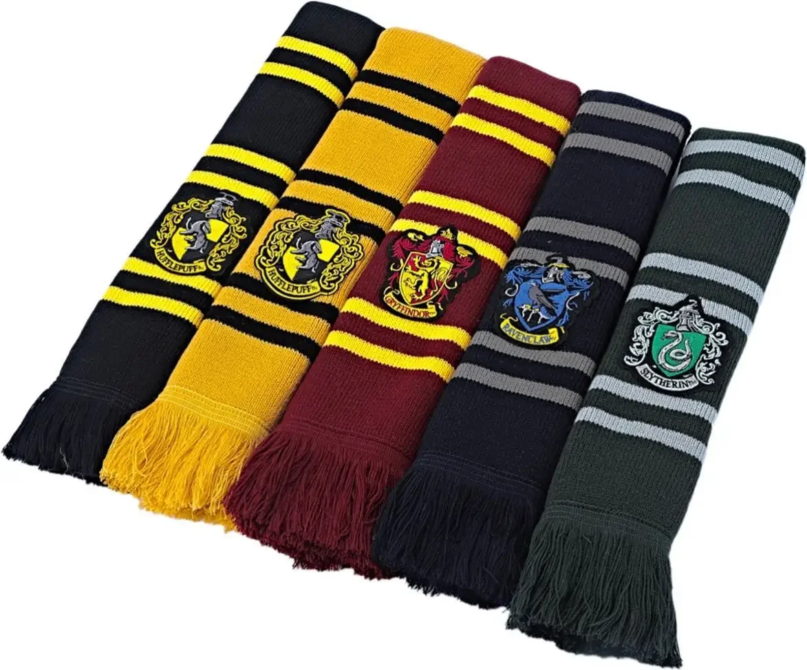 NEW Harryy Potter Scarf Warm Thick Slytherin Hogwarts College Badge Ravenclaw Hermione Gryffindor Tassel Scarf Accessories Gifts