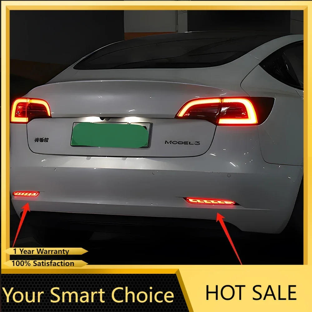 Modified Car Lights for Tesla Model 3 Model Y 2019-2022 Led Rear Bumper Reflector Lamp Dragon Scale Design Strobe Accessories