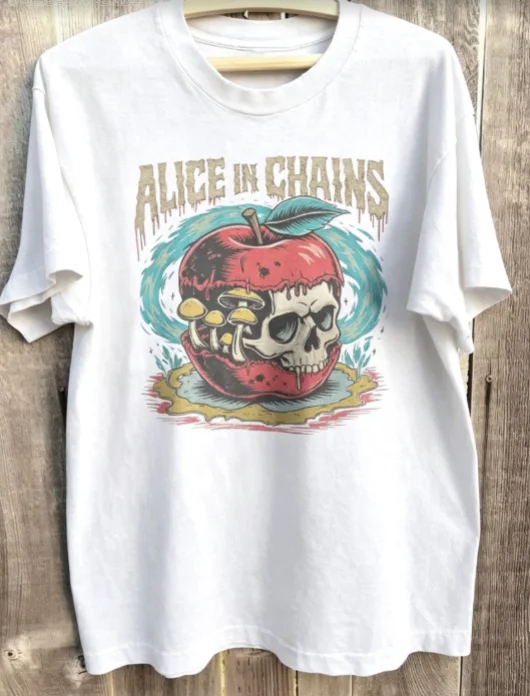 Men's Vintage Rock Graphic T-Shirt Fashionable Versatile High Quality Design Featuring Poison Apple Skull Mushroom 2026
