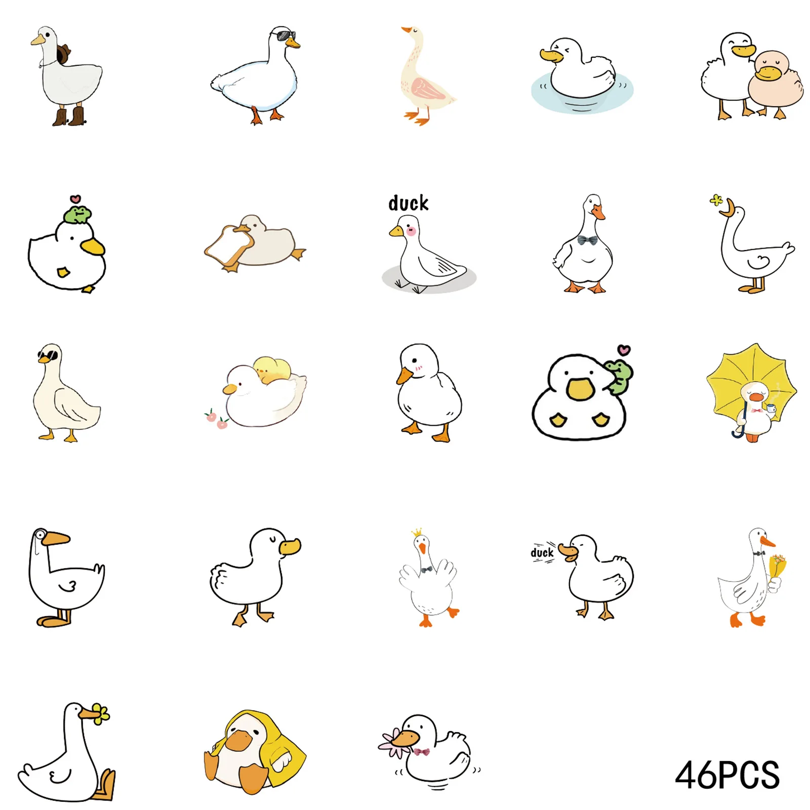 50pcs Cute Duckling Cartoon Graffiti Stickers Decorated Notebook Water Cup Diary Suitcase Guitar Classic Toy Scrapbook DIY Decal