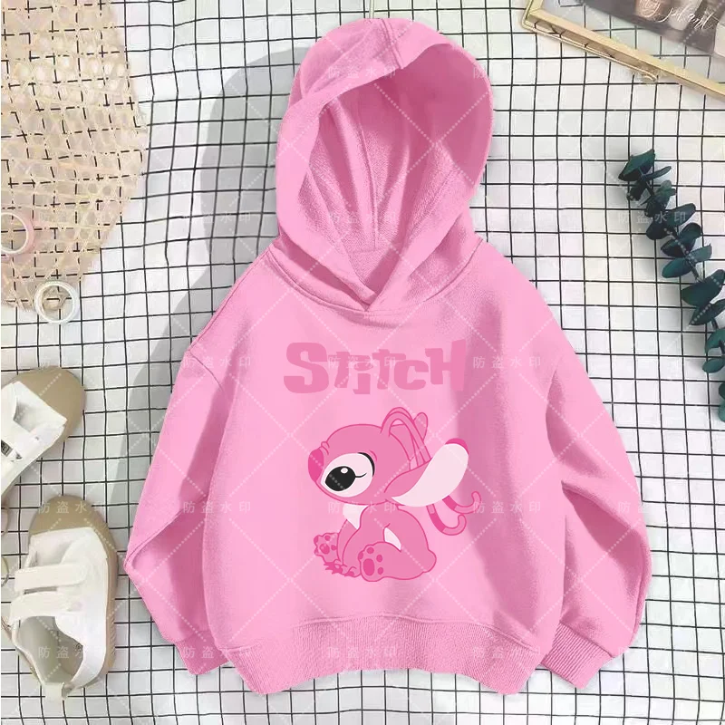 

Children Top Disney 2024 Kids Clothes Stitch Hoodies for Kids Kawaii Girl Harajuku Tops Sets for Baby Y2k Disney Kawaii Clothing