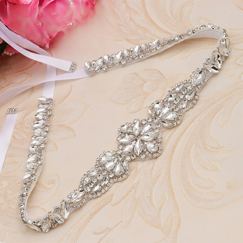 

Rhinestone Bridal Belt for Wedding Dress & Performance Costume, Crystal Embellished Waist Cincher Women's Waistband Accessories