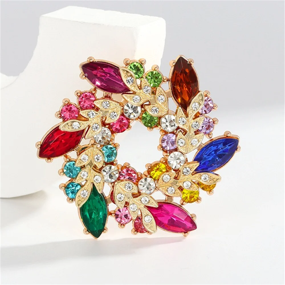 

Advanced Multicolor Bauhinia CZ Crystal Gem Flower Brooch For Women Fashion Zircon Metal Pins Women Corsage Jewelry Accessories