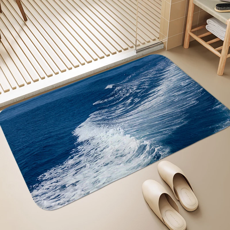 Beach Waves Carpet for Bedroom Soft Entrance Door Doormat House Interior Entrance Mat Washable Non-slip Kitchen Living Room Rug