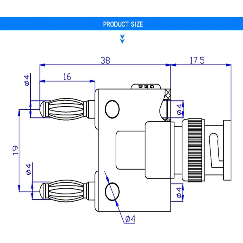 Latest Hantek Oscilloscope Accessories HT311 Plug B N C To 4 Mm Adapter Dual Jack Female Coaxial Connector For Car Diagnosis