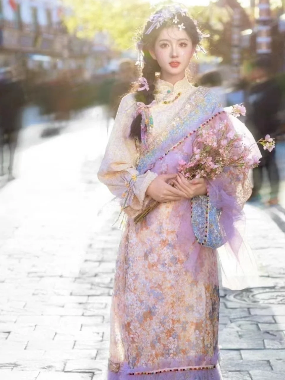 Summer Improved New Tibetan Clothing Set For Women Tibetan Robe For Travel Photography In Dali And Xishuangbanna Lightweight view 3