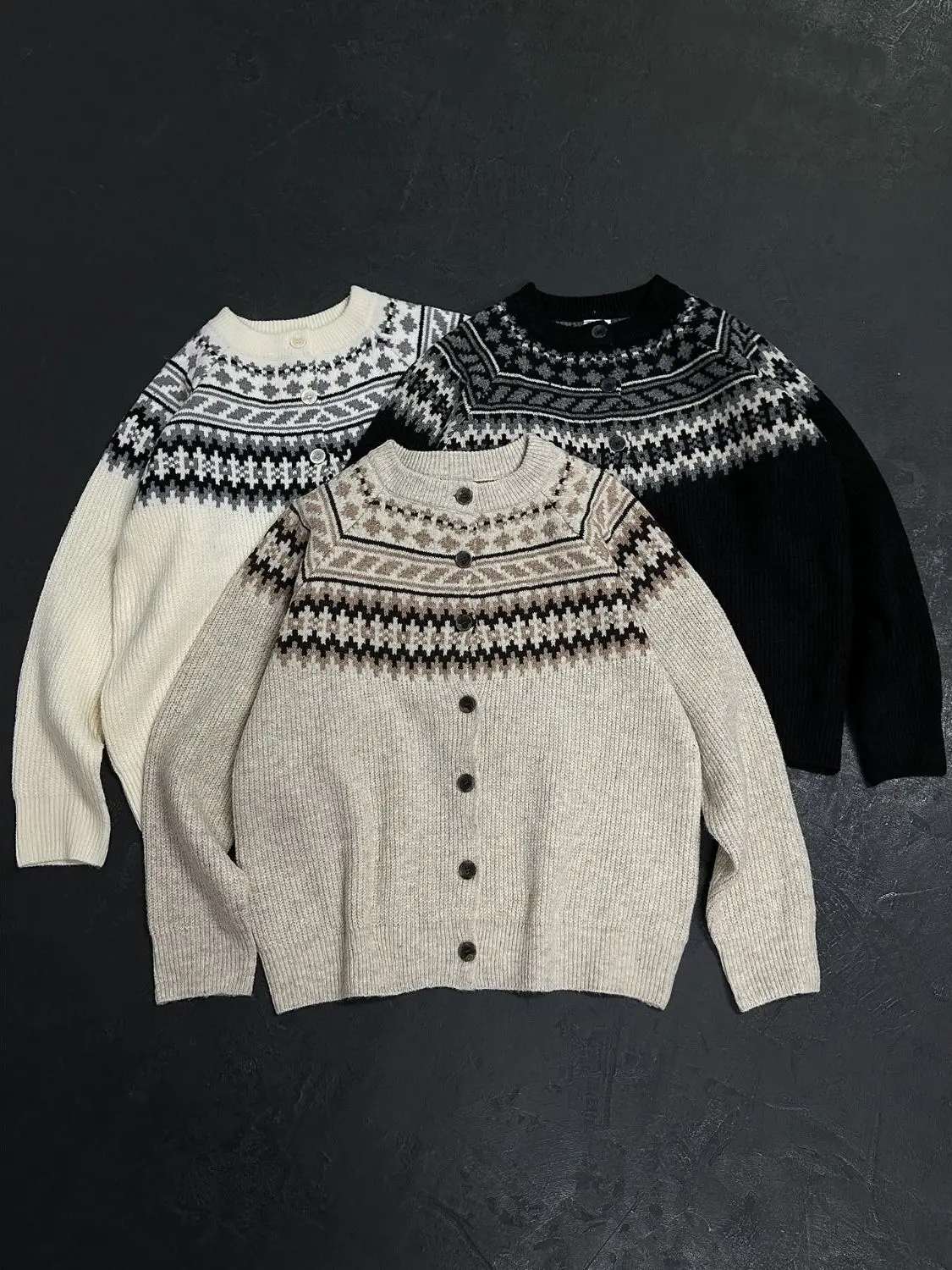 

Мужской вязаный кардиган в стиле Fair Isle, винтажный повседневный, с геометрическим узором, теплый, для осени и зимы