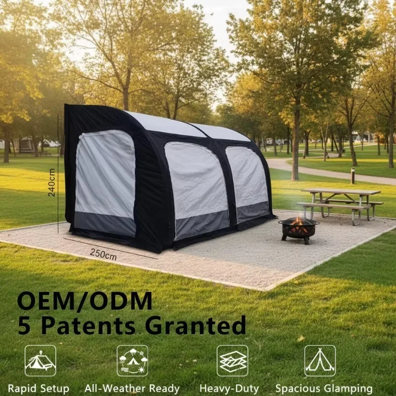 Car Side Awning Tent Four-season Triple Layer Portable Waterproof Oxford UV-Resistant Canopy RV Annex Shelter in Stock