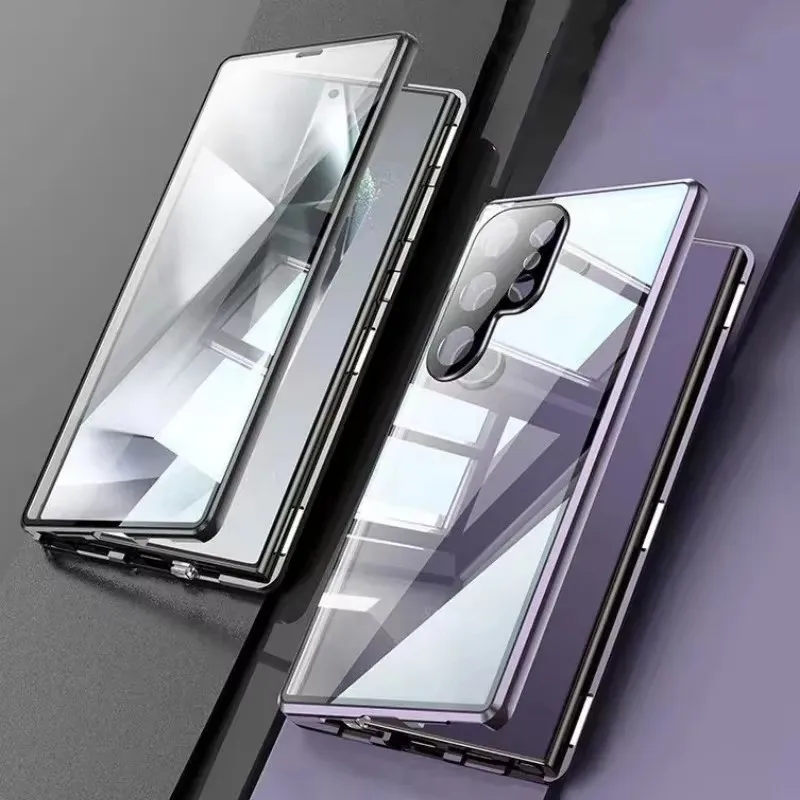 360° Full Protection Double Sided Magnetic Glass Case For Samsung Galaxy S26 S25 S23 S24 FE S22 S21 Ultra Plus Snap Lock Cover