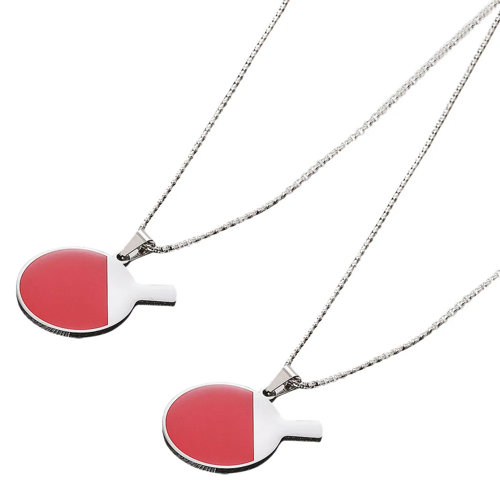 

2Pcs Table Tennis Necklace Titanium Steel Pendant Men Novelty Sports Necklace Gift Men Pendant Neck Chain Male Neck Jewelry