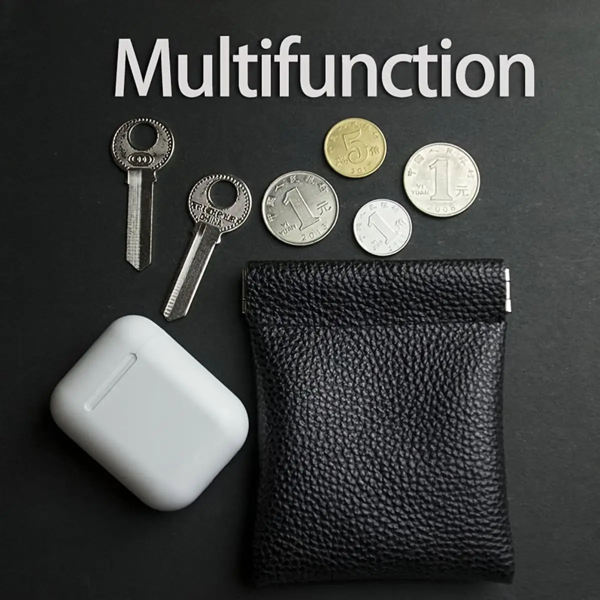 PU Leather Mini Squeeze Coin Purse Small Keychain Wallet Earbud Case Cable Organizer Pouch Small Cash Holder Change Pouch for Me