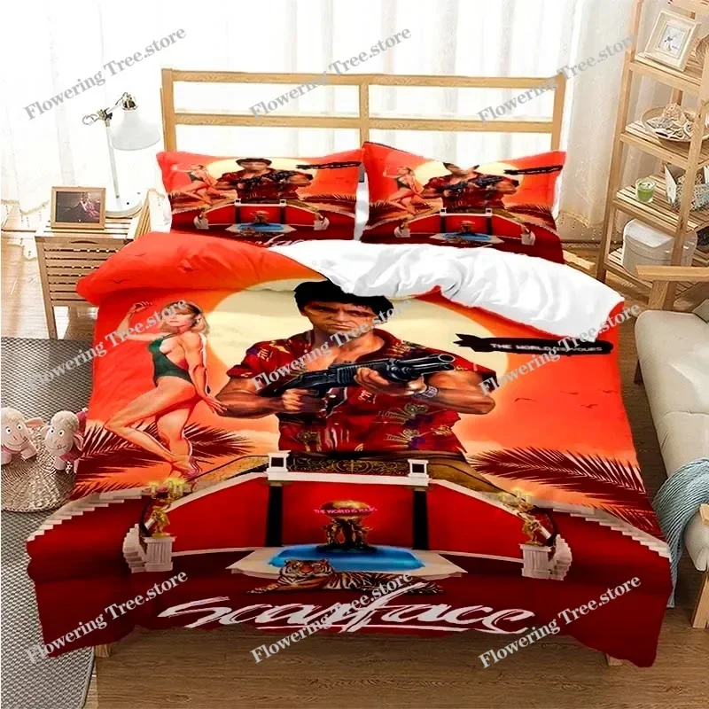 Tony Montana Scarfaces Bedding Set Boys Girls Twin Queen Size Duvet Cover Pillowcase Bed Kids Adult Home Textileextile 6