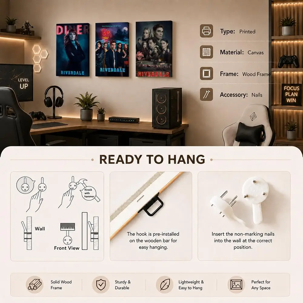 American TV Show Riverdale Framed Wall Painting HD Inner Frame Canvas Poster Bedroom Room Hallway Wall Art Decor - view 6