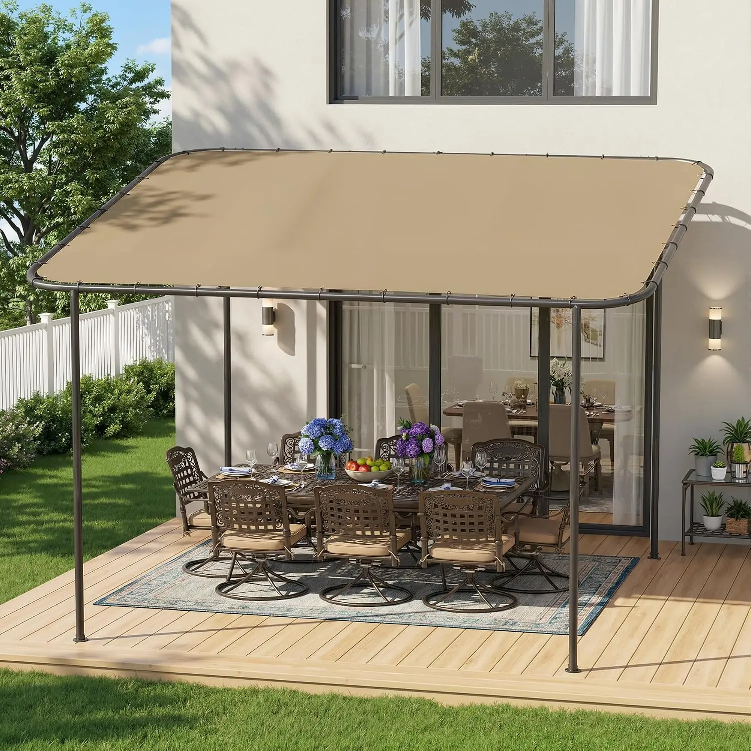 10x12Ft Lean to Gazebo Outdoor Pergola with Patio Cover for Shade, Customized