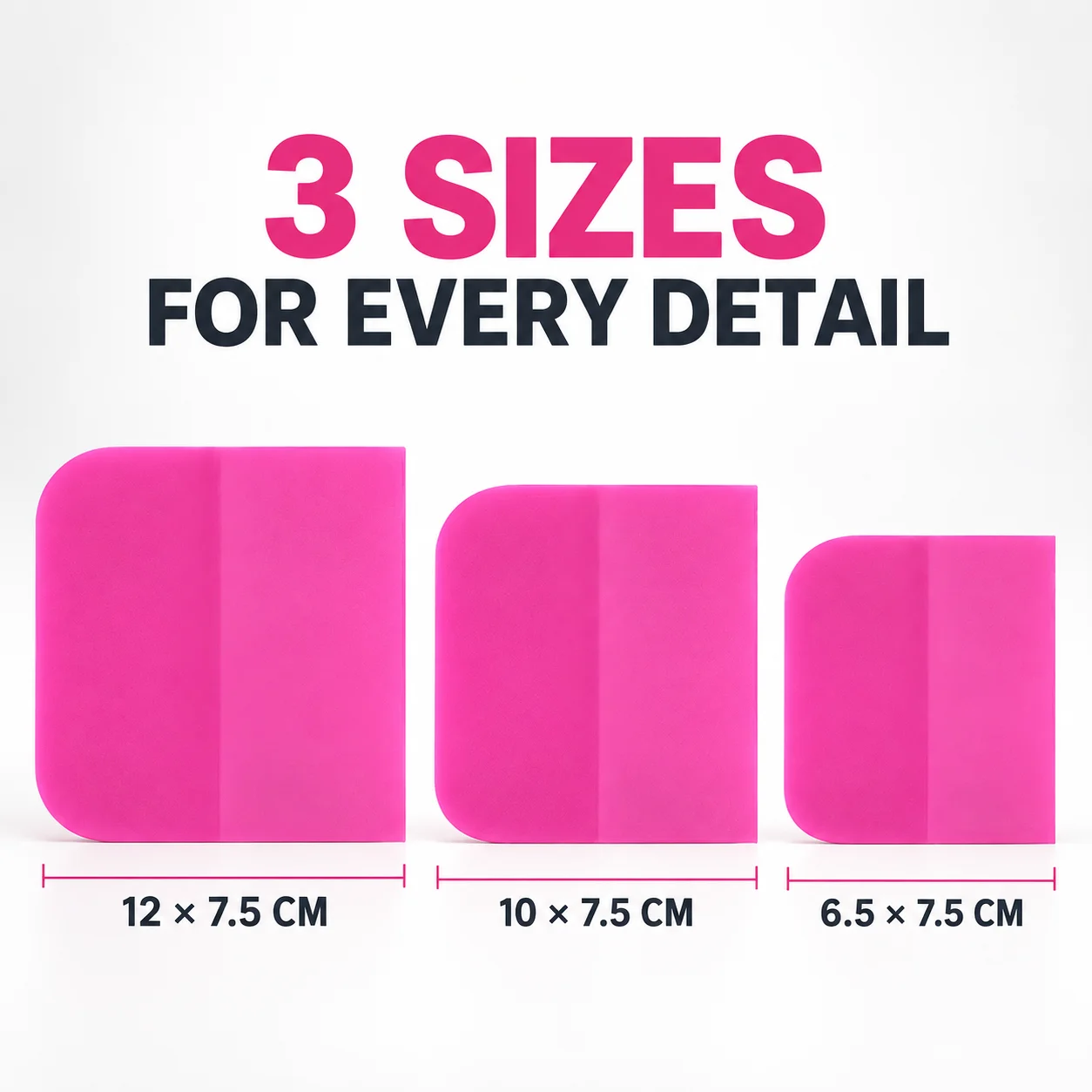 3Pcs Pink Car PPF Squeegee TPU Rubber Scraper Anti Scratch For Car Vinyl Wrap Window Tint Film Installation Windshield Cleaning