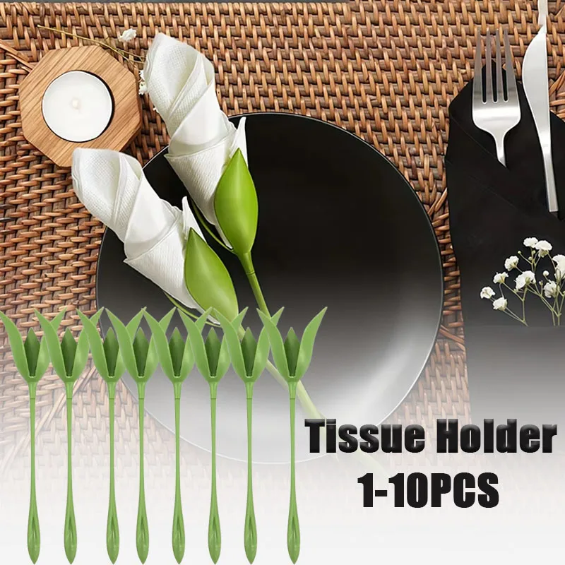 1-10pcs Tissue Rose Flower Maker Rolled Napkin Origami Tool Romantic Centerpiece for Hotel Table Decor Arrangement