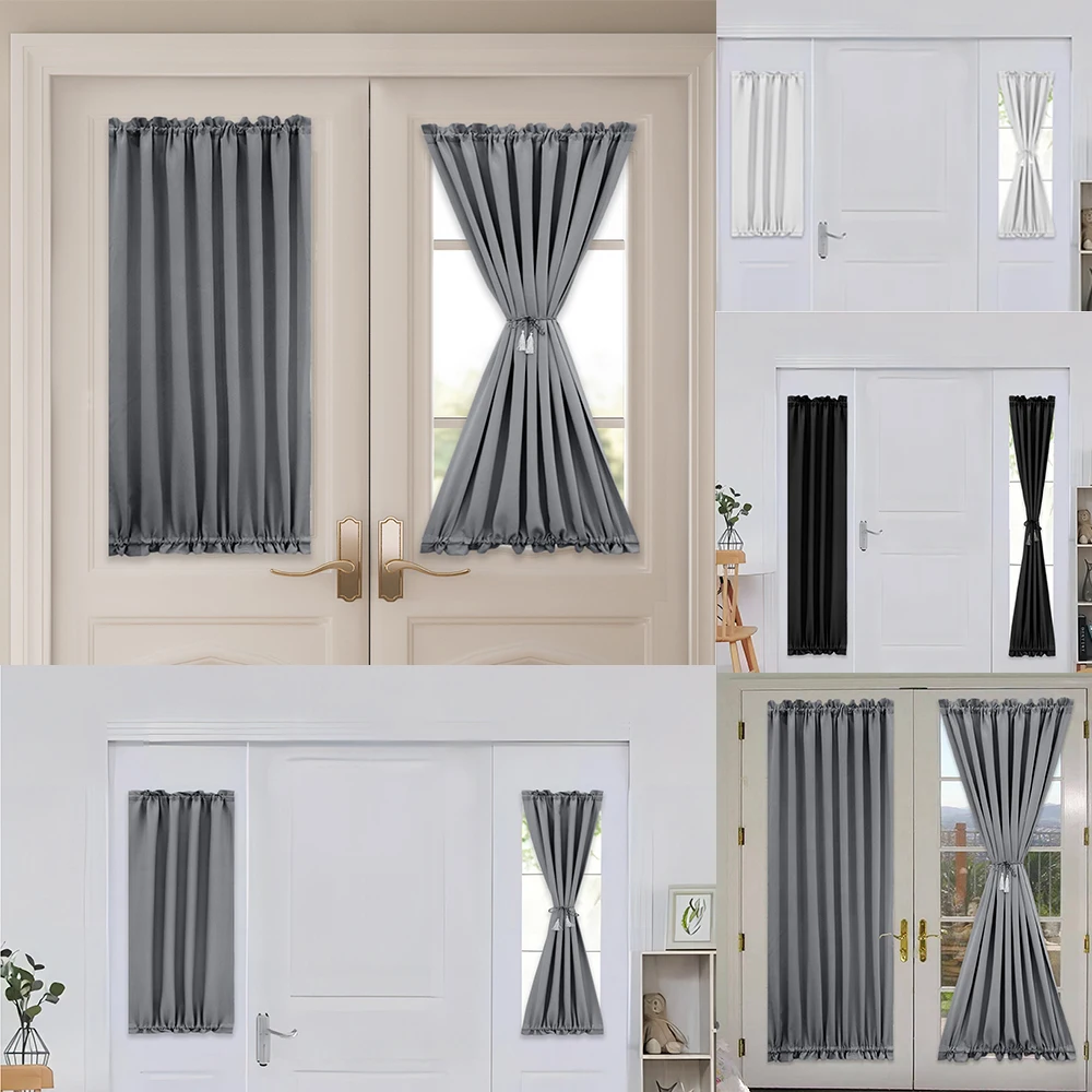 Blackout Door Curtains Privacy Thermal Insulated French Door Curtains Window Panels Kitchen Short Curtains Panels Rod Pocket