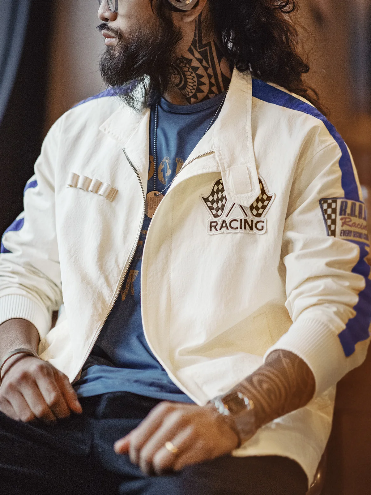 

Мужская повседневная куртка Maden в стиле ретро с американским пэчворком и вышивкой, с воротником-бомбером, для весны и осени, приталенный крой