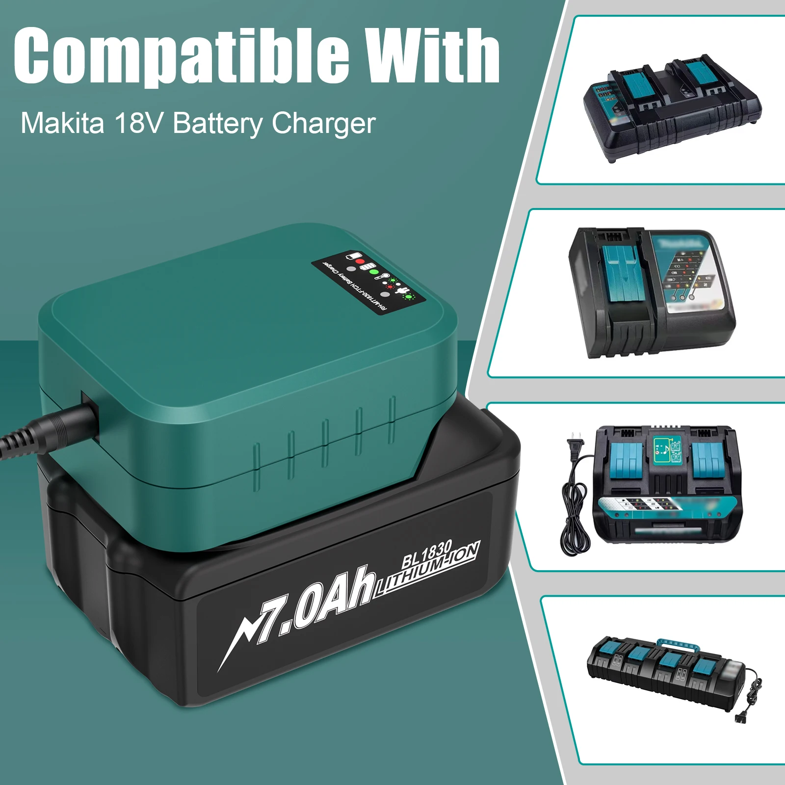 7000mAh For Makita BL1830 18V 7.0Ah Li-ion Battery + Charger BL1860 BL1850 BL1840 BL1840B BL1830 BL1830B BL1815B Replace Battery