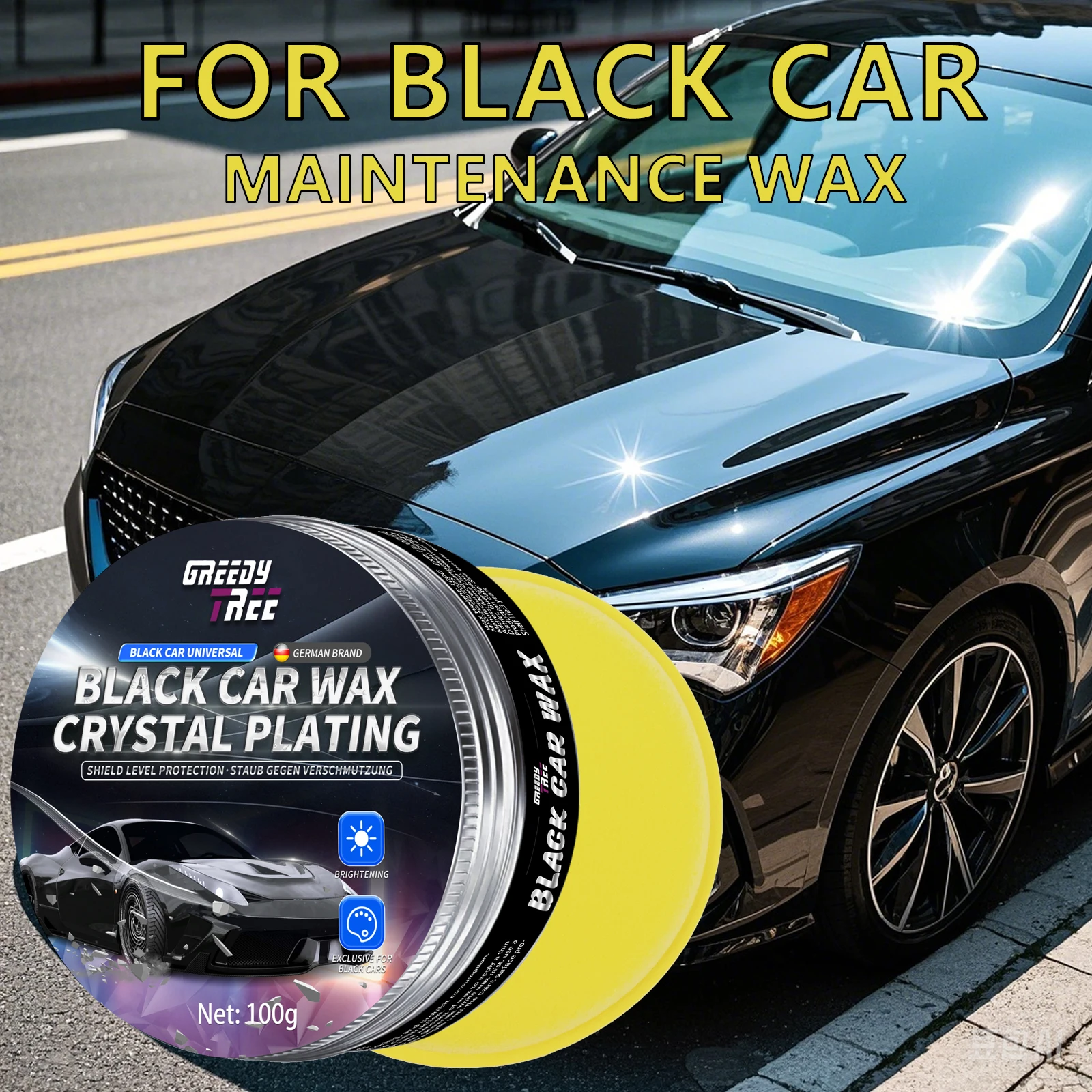 Premium Black Car Wax - Ultimate Shine & Protection, Fit for All Vehicles, Enhances Paint Gloss & Durability