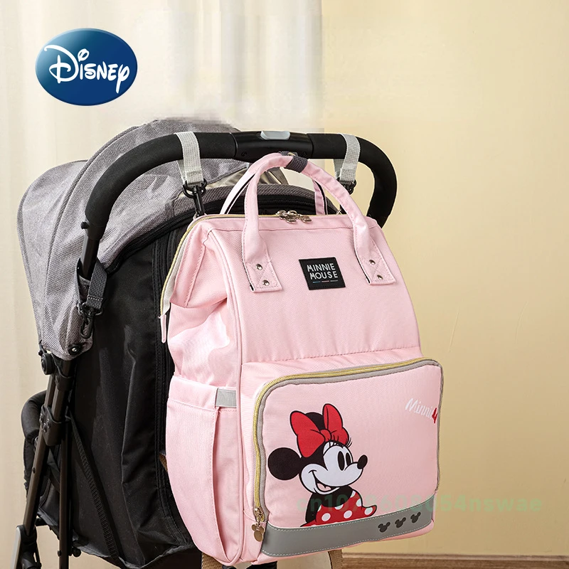 Disney-mochila Original para pañales de bebé, bolsa de pañales de dibujos animados, multifuncional, a la moda, impermeable, de gran capacidad