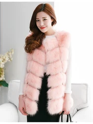 ZADORIN 5XL 6XL Female Fur Waistcoat Winter Warm Faux Fur Vest Women Fashion O-Neck Patchwork Sleeveless Long Faux Fur Coat