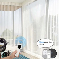 Custom Made Electric Vertical Blinds Sheer Shades Sheer Dream Shades For Sliding Glass Patio Doors Smart  Motor for L Window