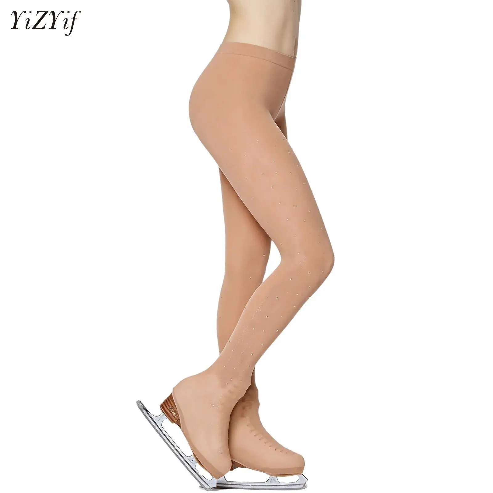 

Ice Skating Figure Skating Pantyhose For Adults Gymnastics Rhinestone Pants Socks With Shoes Boot Cover Long Tights Trousers