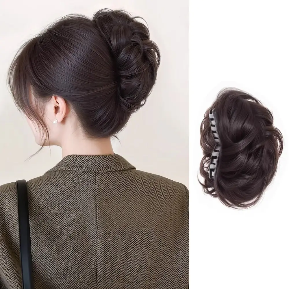 

New Synthetic Hair Bun Claw Clip Curly Hair Fluffy Wig Hair Clip Black Brown Hairpiece Hair Accessories