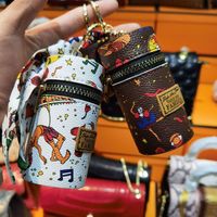 Fashion PVC Lipstick Organizer Luxury Leather Bucket Lipstick Bags Multifunctional Mini Purse Lipstick Case Keychain Keychain
