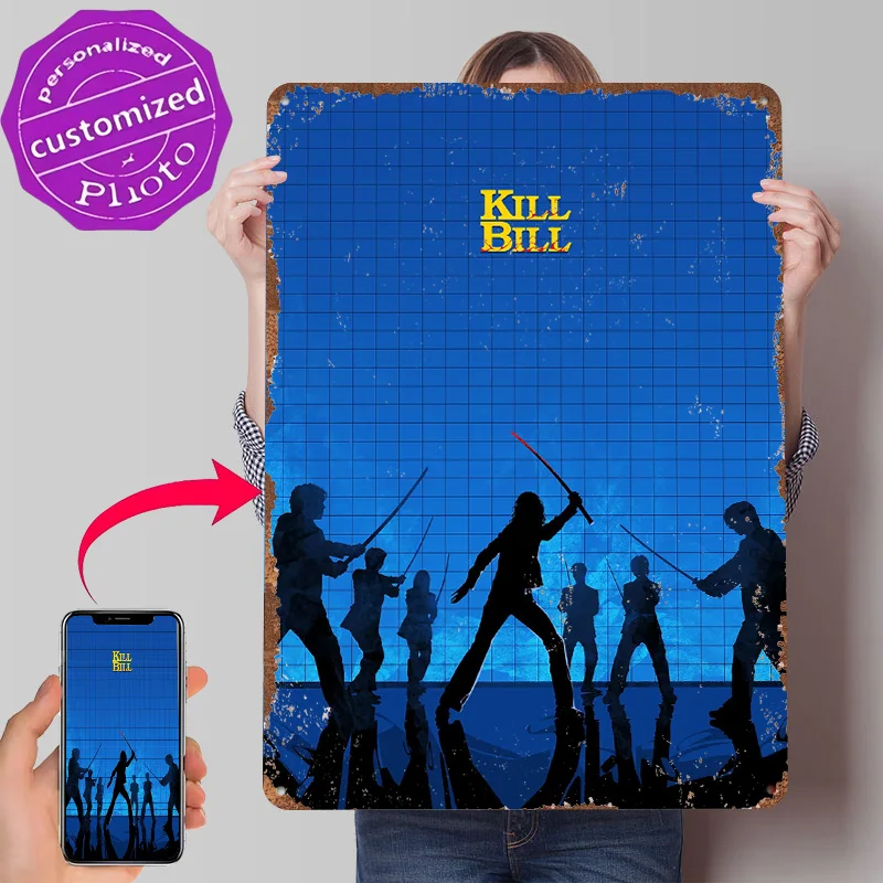Kill Bill Fight Metal Poster Customized Wall Art Retro Vintage Tinplate Signs for Custom Plate Interior Decoration Living Room