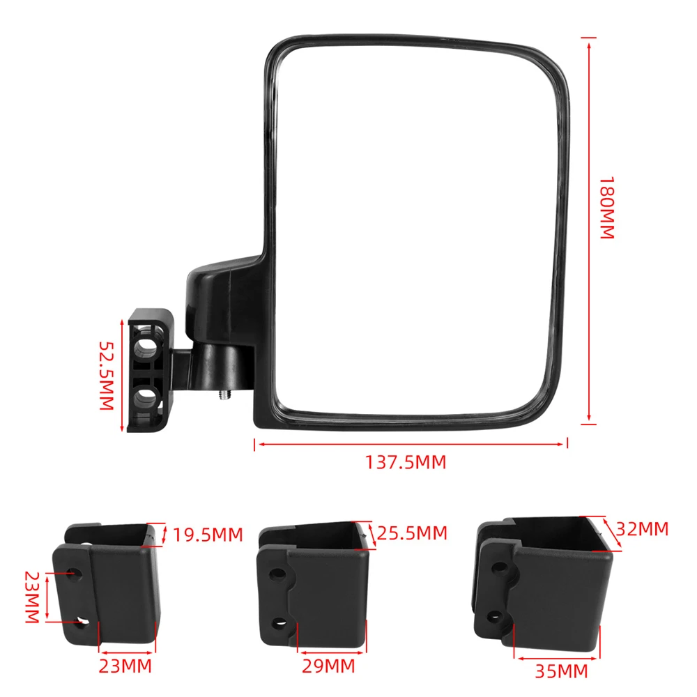 Golf Cart Mirror No Drilling Side Mirror Universal for Yamaha for Club Car for EZGO Folding Side Rear View Mirrors 180° HD Glass