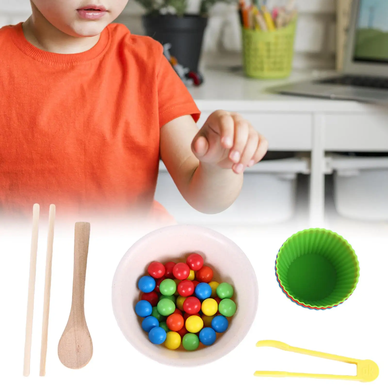 

Balls in Cups Montessori Toys Hand Eye Coordination Educational Preschool Counting Matching Games for Boys Girls Kids Gifts Gift