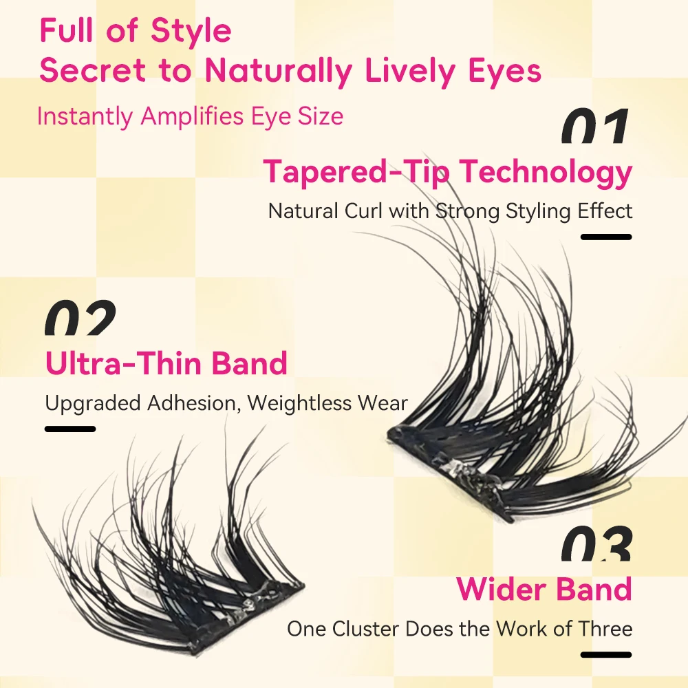 Yelix Samoprzylepne Rzęsy Bez Kleju 10 Pasków Rzęs w Kępkach Rzęsy Pojedyncze Miękkie Naturalne Puszyste Gęste Segmentowe Rzęsy