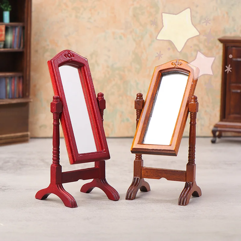 

1/12 Dollhouse Simulation Dressing Mirror Vertical Floor Mirror Model For Bedroom Living Room Furniture Accessory