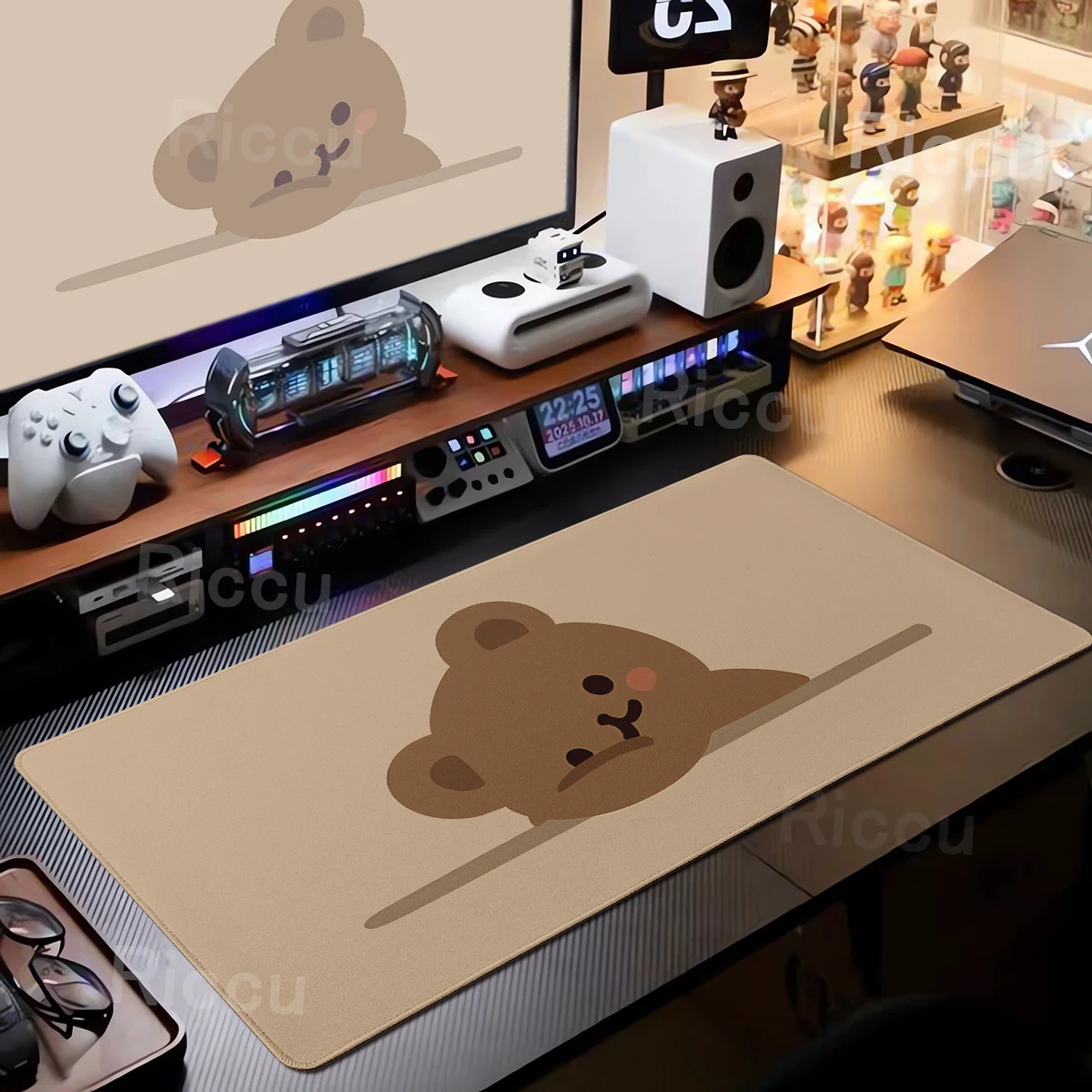 

Cute Brown Cartoon Little Bear Mouse Pad Largr Size Non-Slip Stitch Edge Decoration Desk Mat Computer Keyboard Mousepad Carpet
