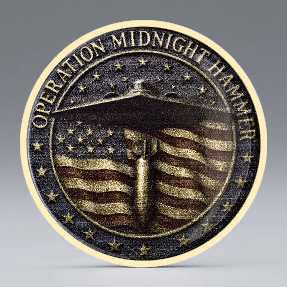 Operation Gold Plated Commemorative Coin Midnight War Hammer 2D Printed Souvenir Coin