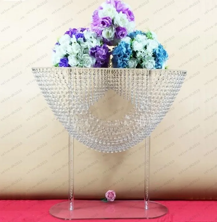 80cm Height Crystal Wedding Road Lead Props Wedding Cake Stand Table Certerpieces Event Party Decoration Wedding Flower Holder