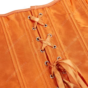 Overbust Loop über der Punktzahl für Frauen, sexy Korsetts, Orange Satin Bustier, obere Plus Größe 12 Hauptverkauf Orange Korsett - №11
