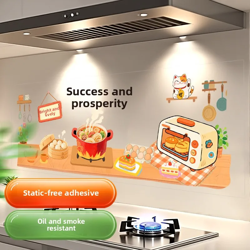 Waterproof Kitchen Stickers Oil Resistant Wall Mural Stove Static Cling Moving in Celebration Decorations Kitchen Wall Decals