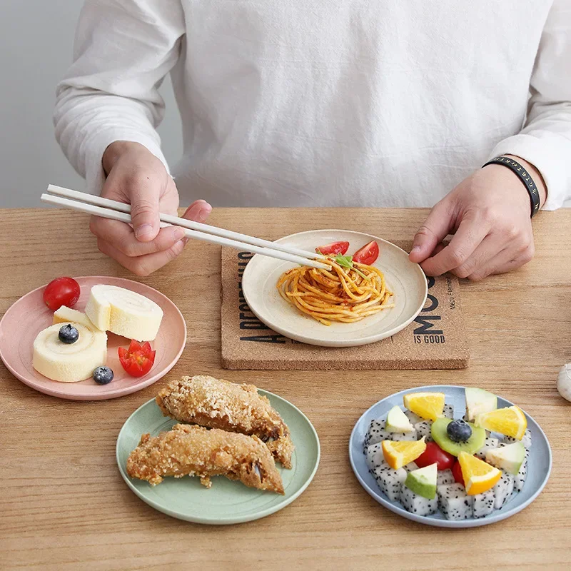 Wheat Straw Tableware Spit Bone Household Bone Dish Table Garbage Sorting Plate Fruit Snack Cake  Dessert Plate