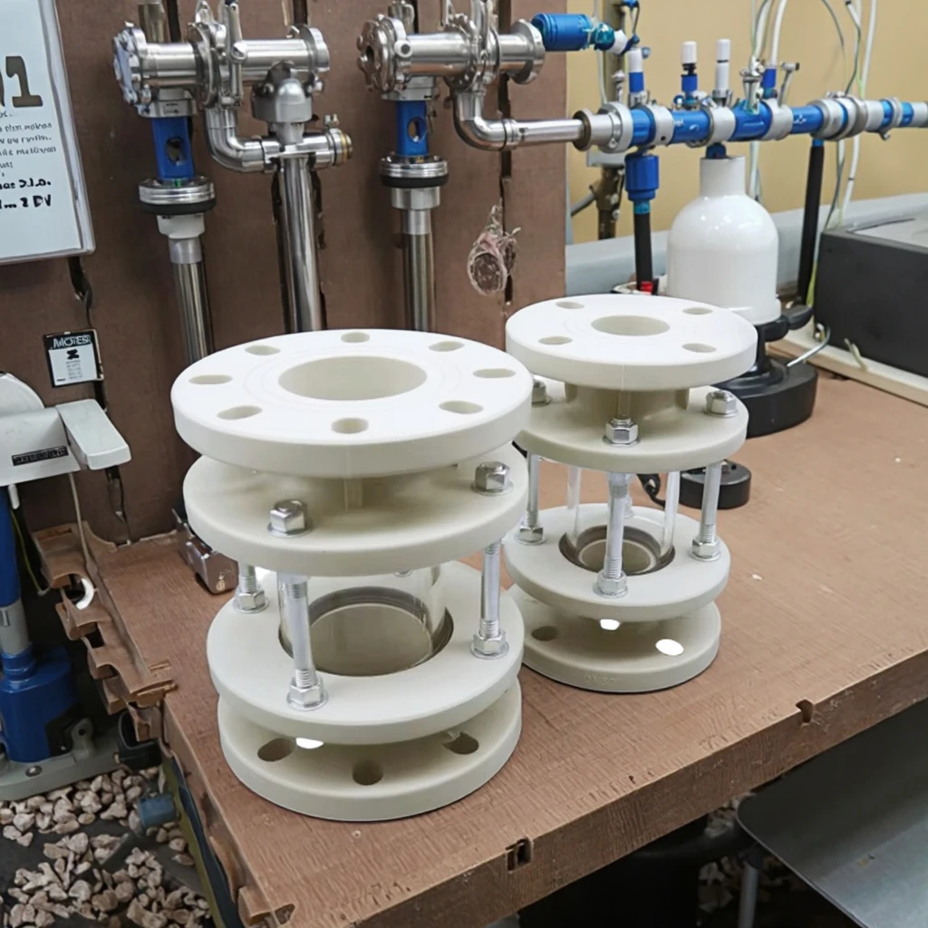 

Acid Resistant Ball Valves and Plastic Pipeline Sight Glass PPH Flange Sight Glass with Transparent Glass Peephole