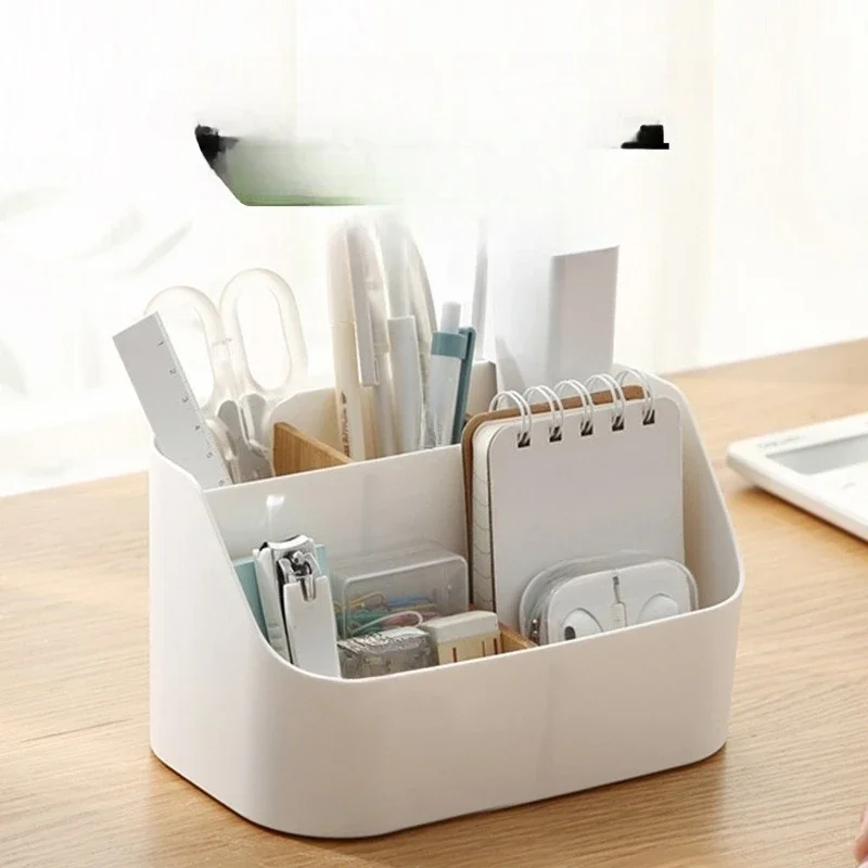 Separated desktop storage box Large capacity office stationery finishing box Plastic storage box