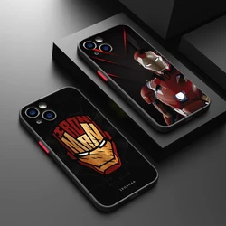 Marvel Cool Iron Man Phone Case For iPhone 15 14 13 12 11 Pro Max mini XS XR X 8 7 6 Plus SE Frosted Translucent Cover