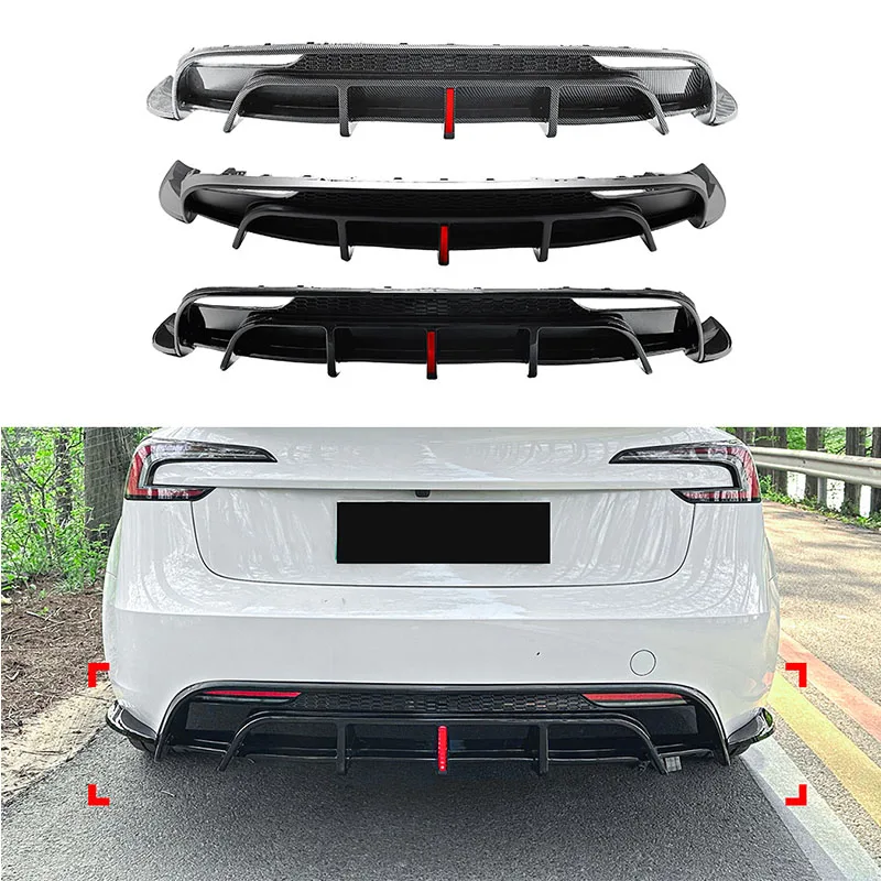 

Car Rear Diffuser Lower Plate Bumper Spoiler Splitter Lip for Tesla Model 3 2024+ LED Navigation Lights Body Kit Tuning